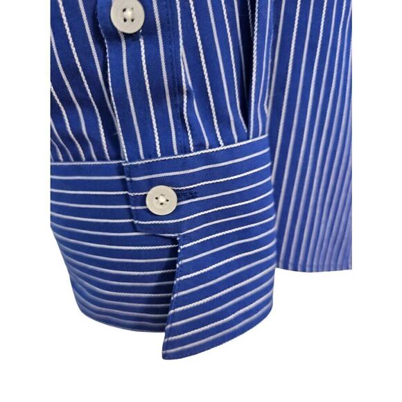 Cutter & Buck royal blue and white pinstriped button down blouse. Size M. - Picture 2 of 5